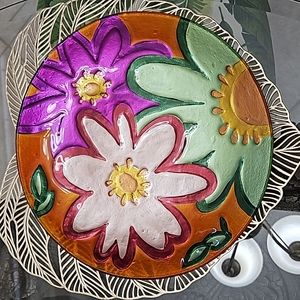 Decorative Glass Plate Flowers